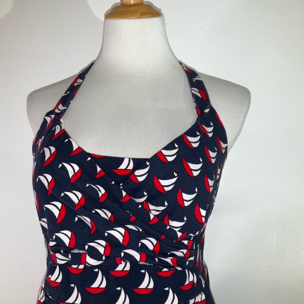 Anthropologie Red and Blue Nautical Print Halter Sundress - Picture 6 of 11